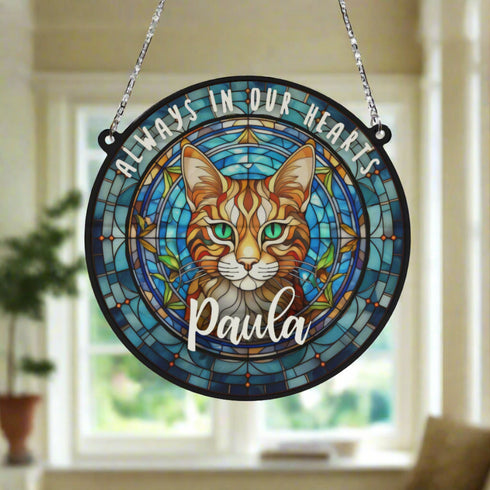 Cat Bengal Memorial Stained Glass Effect Suncatcher